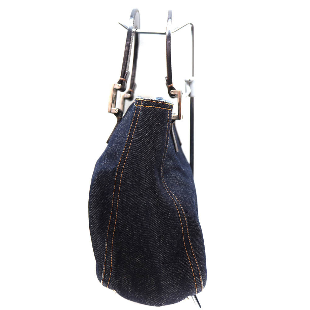 Fendi bag tote navy leather brown denim - Picture 4 of 6
